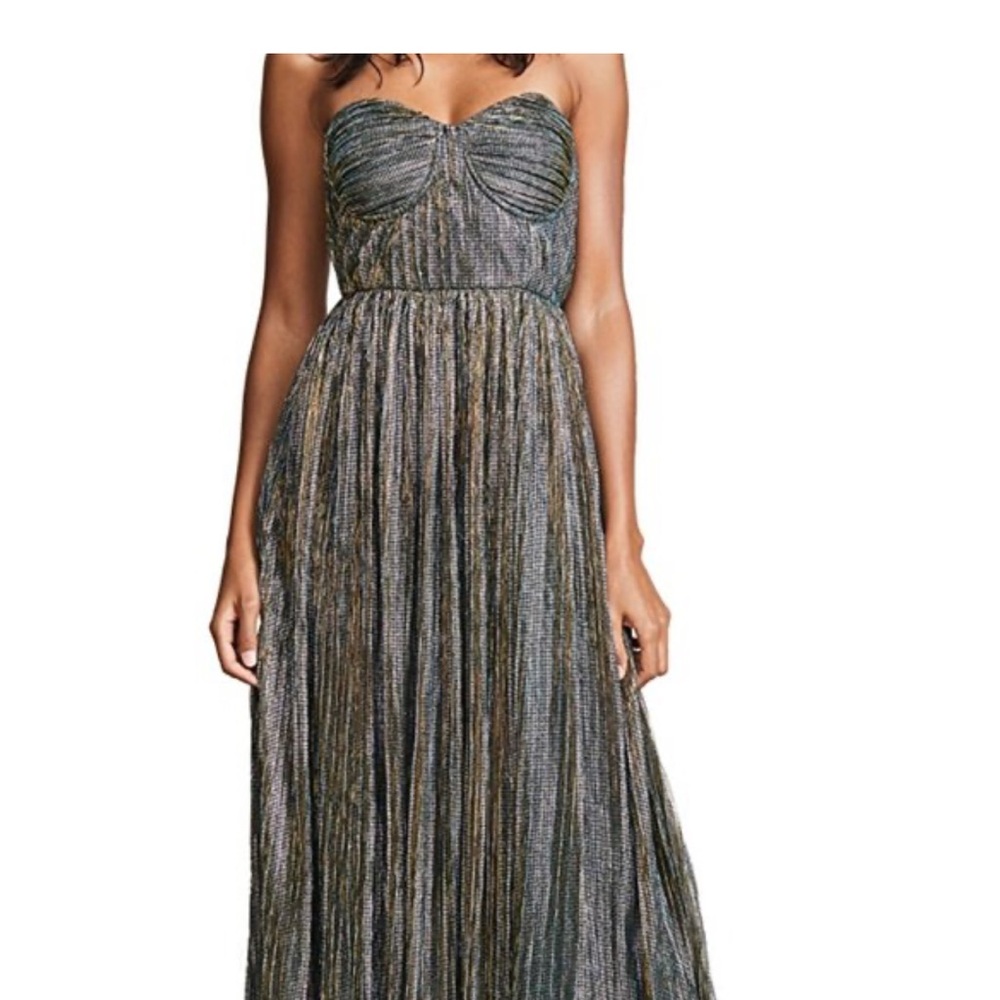 Glamorous Strapless Metallic Green Dress